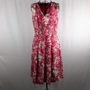Talbots floral Linen fit & flair dress pockets 6P